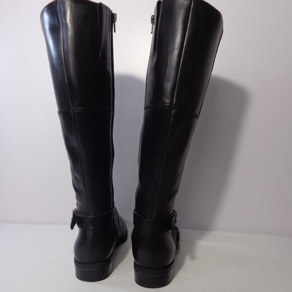 Nine West Women’s Blogger Harness Riding Boots Mid Calf Black Leather‎ Size 6M - Picture 5 of 10